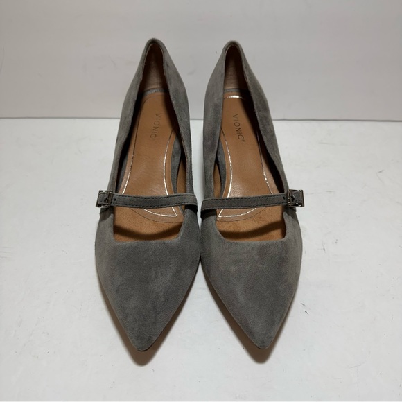 Vionic Minnie Kitten Heel Shoe Charcoal Gray Kid Suede Women’s Pumps Size 10 - Picture 3 of 16